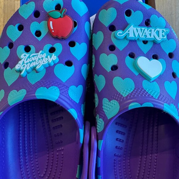 Awake NY x Crocs Classic Clog "Neon Purple" (Juniors) Sz J1 NEW - Picture 2 of 7